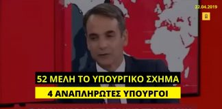 «Μικρό Υπουργικό σχήμα, χωρίς αναπληρωτές Υπουργούς», υποσχόταν προεκλογικά ο Μητσοτάκης