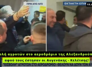 Εισβολή αγροτών στο αεροδρόμιο της Αλεξανδρούπολης ψάχνοντας τον Αυγενάκη!